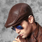 Genuine Leather Hat Top-grain Cowhide Beret Warm Duckbill Cap