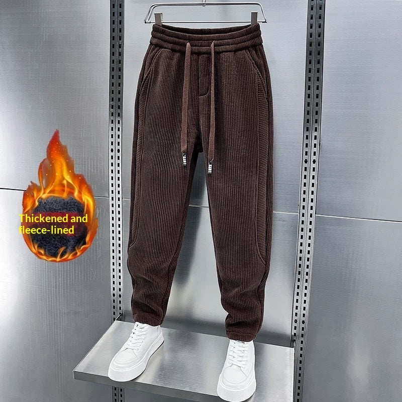 Winter Men's Fleece-lined Thick Corduroy Casual Pants