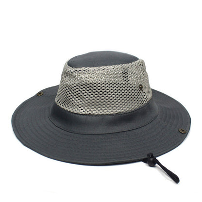 Patchwork Mesh Breathable Bucket Hat Fishing Cycling Windproof Sun Protection Foldable