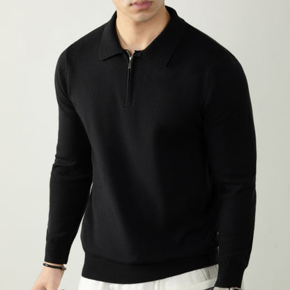 Men's Business Half-Zip Polo Collar Knitted Sweater