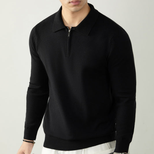 Men's Business Half-Zip Polo Collar Knitted Sweater