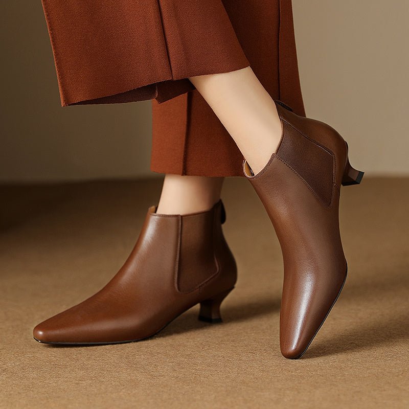 Pointed Toe Kitten Heels Female Commute Style Low Heel Boots