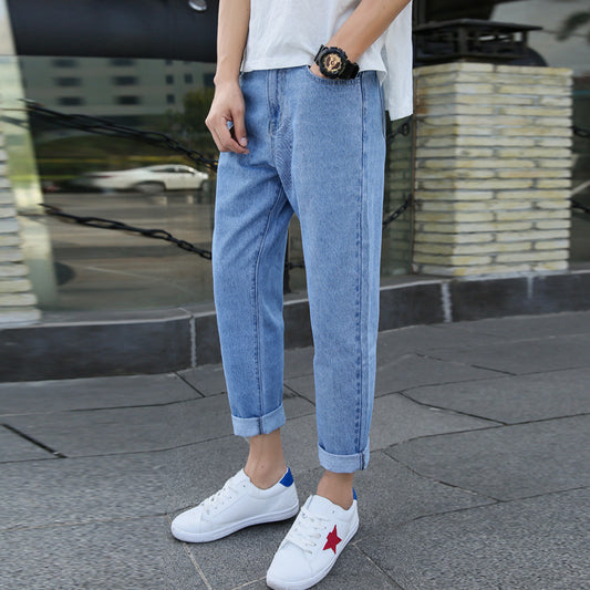 Men's Loose Straight Fashion Brand High-end Spring And Autumn New Small Harem Jeans