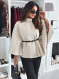 Women's Stand Collar Batwing Sleeve Cloak Top with Belt