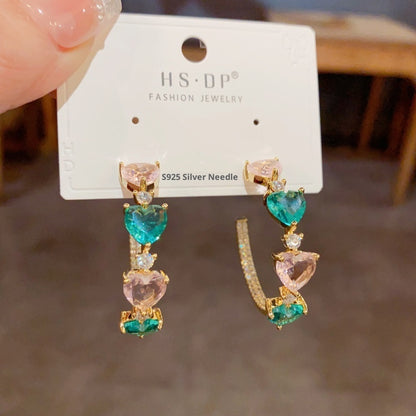 Colored Loving Heart C- Shaped Ear Ring