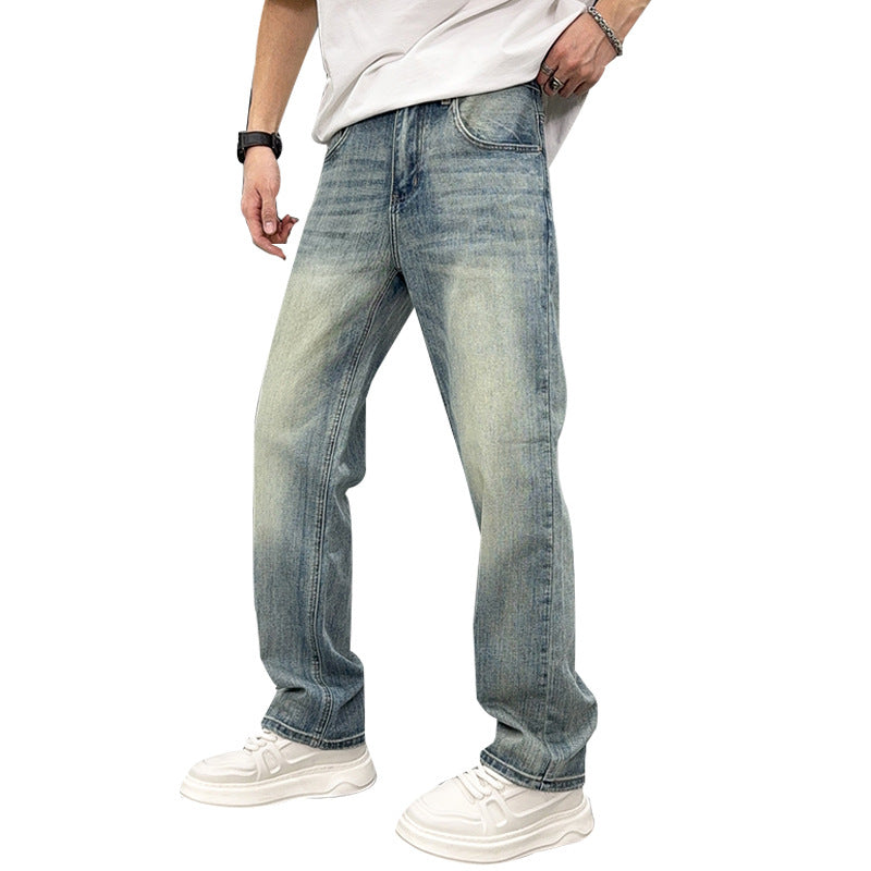 Men's Loose Elastic Casual Light Blue Jeans