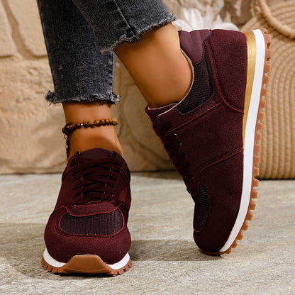Women's Canvas Round Toe Shallow Mouth Lace-up Casual Shoes