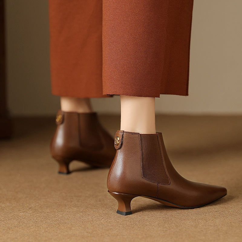 Pointed Toe Kitten Heels Female Commute Style Low Heel Boots