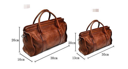 Original Handmade Vegetable Tanned Car Stitching Large-capacity Leather Handbag