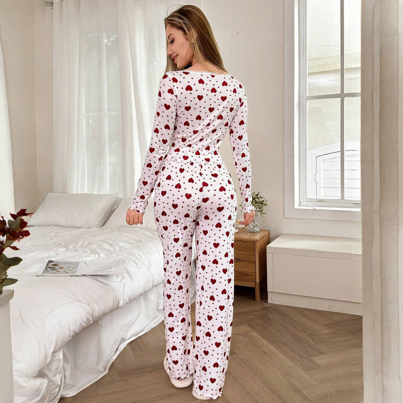 Love Print Pajamas Love Long Sleeve Pants Set