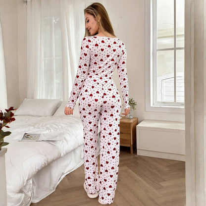 Love Print Pajamas Love Long Sleeve Pants Set