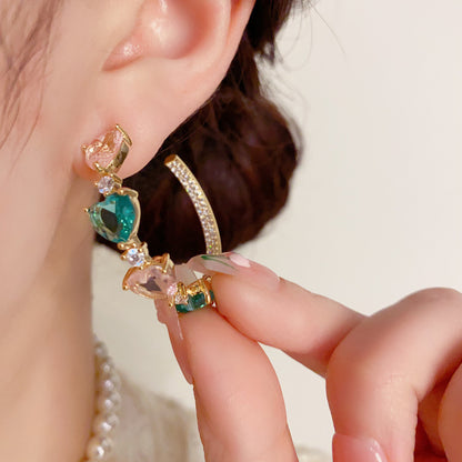 Colored Loving Heart C- Shaped Ear Ring