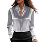 Autumn Fashion Temperament Solid Color Lapel Long Sleeve Shirt Women's Clothing