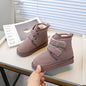 Fleece-lined Thick Snow Boots Girls' Double Velcro Ankle Boots