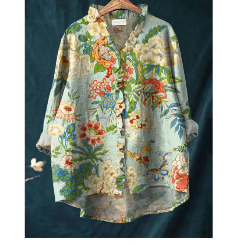 Summer Women's Loose 3D Printed Round Neck Casual Plus Size Shirt