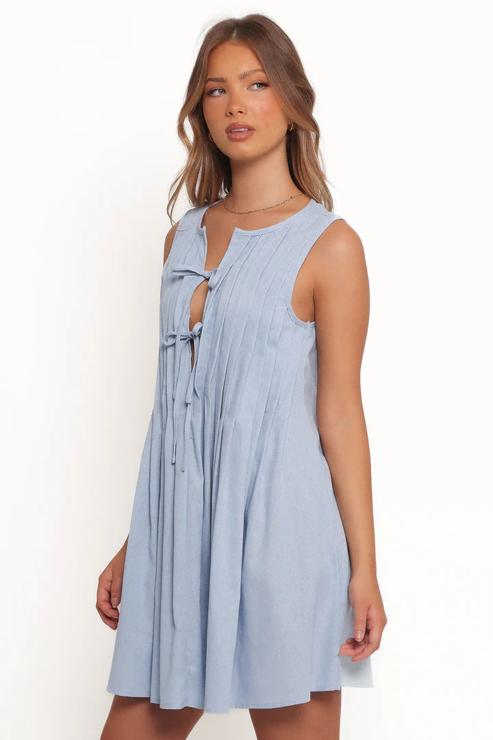 Women's Casual Versatile V-neck Ribbed Tank Dress