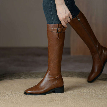 Women's Knee-High Chunky Heel Knight Boots