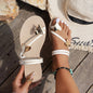 Women's Summer Love Decorative Button Flat Sandals