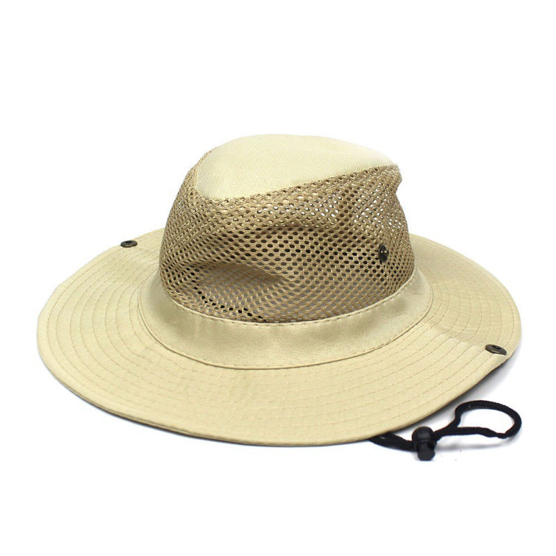 Patchwork Mesh Breathable Bucket Hat Fishing Cycling Windproof Sun Protection Foldable