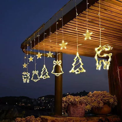 Christmas Decoration Led Color Light String Star Moon Curtain Light