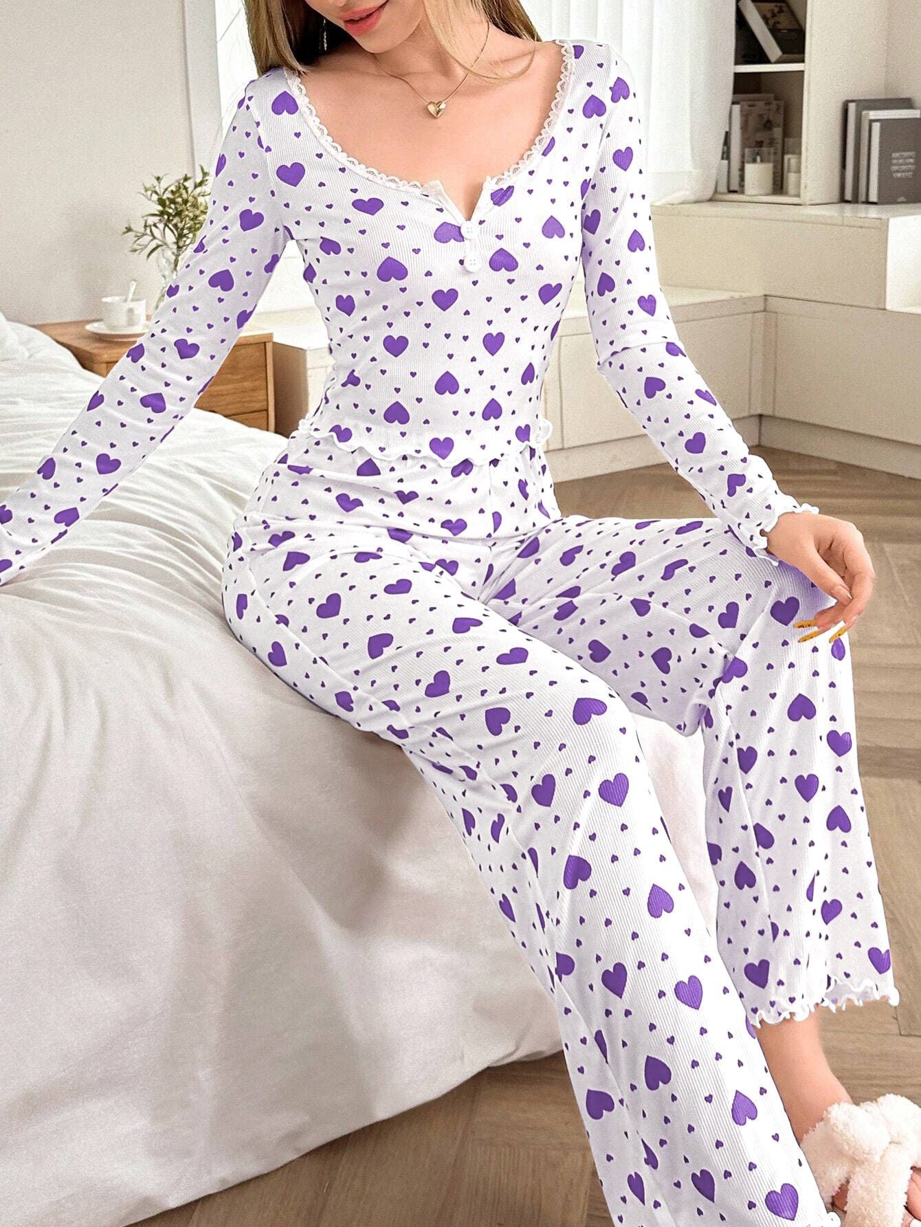 Love Print Pajamas Love Long Sleeve Pants Set