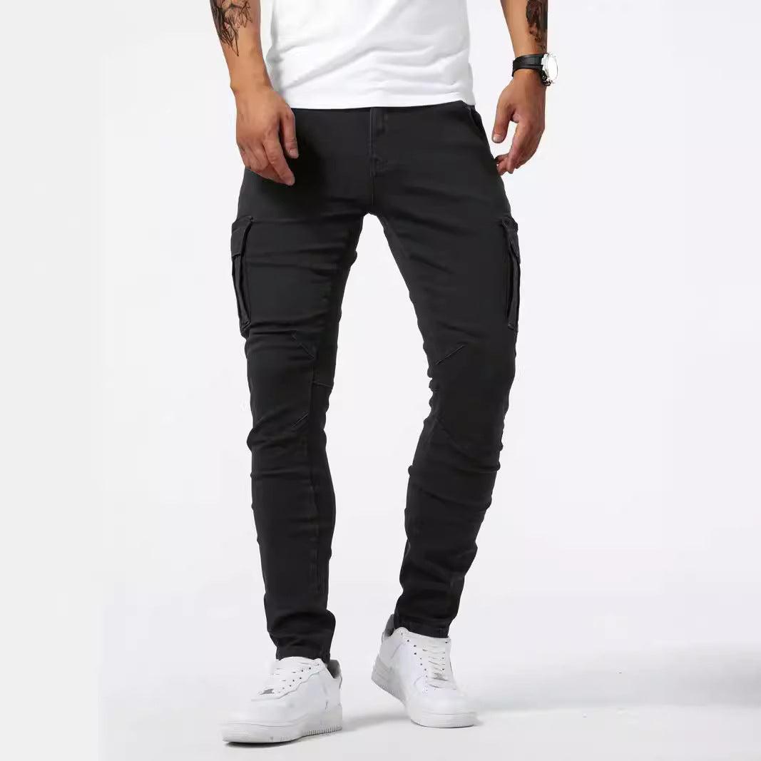 European And American Men's Side Pocket Skinny Jeans