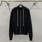 Classic Black Zip-up Hooded Long Sleeve Sweatshirt For Men