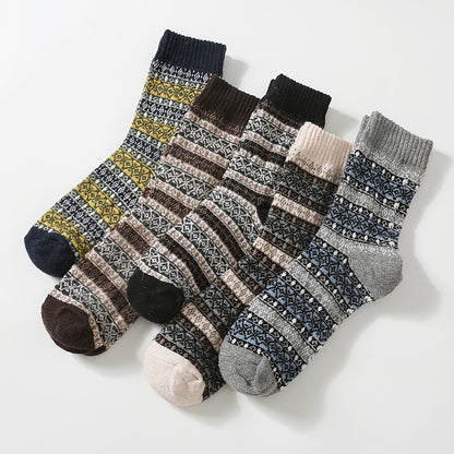 Retro Large Square Wool Socks