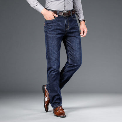 Men's Jeans Straight Loose Elastic Business Trousers