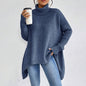 Women's Irregular Turtleneck Sweater - Loose Fit