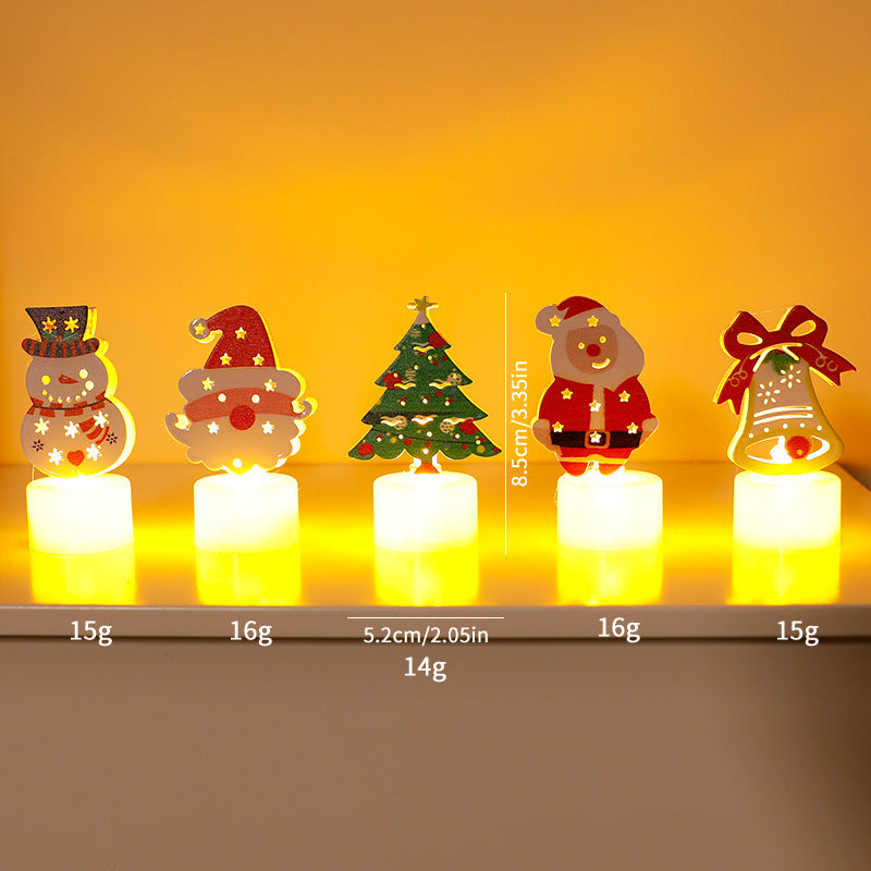 LED Electronic Candle Lights Christmas Trees Santa Claus Snowmen Creative Candles Small Night Lights Home Decorative Ornaments