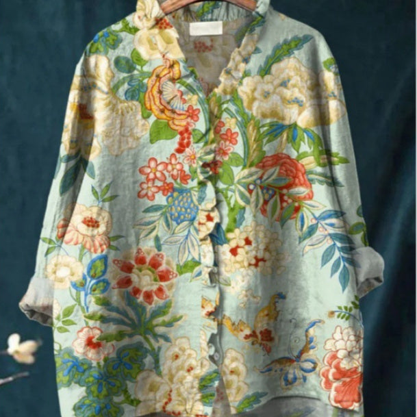 Summer Women's Loose 3D Printed Round Neck Casual Plus Size Shirt