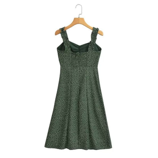 New European And American Wave Print Spaghetti Strap Dress For Women