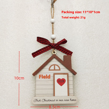House Christmas Tree Decoration Festival Gift Wooden Pendant