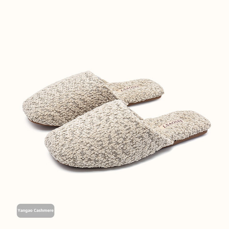 Autumn And Winter Fleece-lined Thermal Cotton Slippers Women's Indoor Home Non-slip