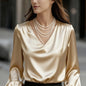 Bubble Sleeve V-neck Long Sleeve Blouse For Women