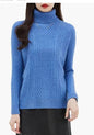 Women's High-neck Cable Knit Wool Sweater