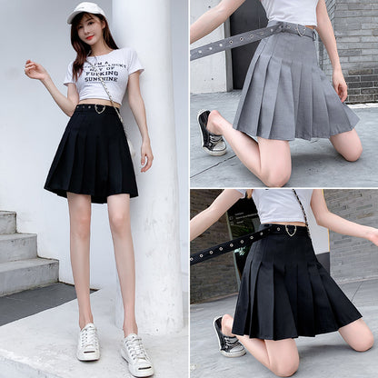 Pleated High-waisted Slimming Heart-button Skirt