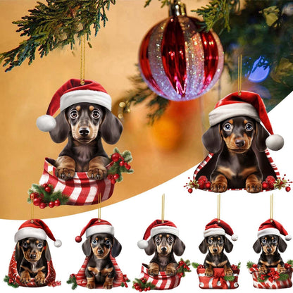Cute Dog Flat Pendant Christmas Tree Decoration Puppy