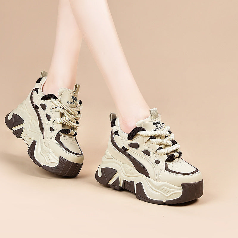 Thick Bottom Heightened Daddy Shoes Women Autumn And Winter New Color Matching Casual Sports