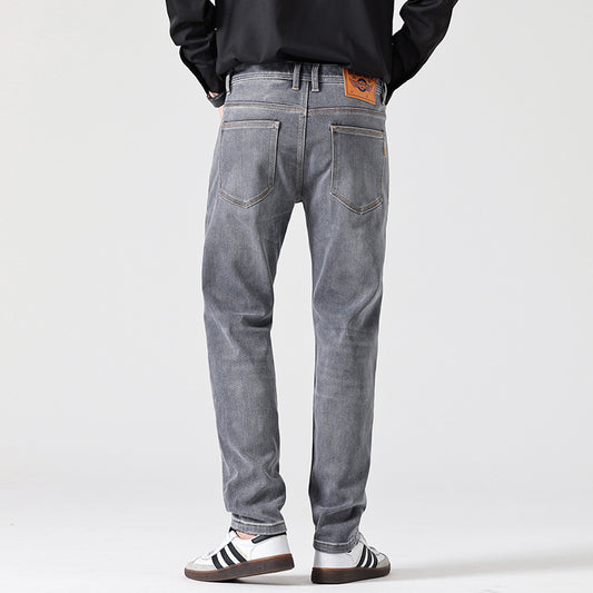 Classic Light Luxury Fit Slimming Retro Jeans Gray