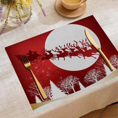 Christmas Digital Printing Placemat Linen Insulation Antifouling Decoration