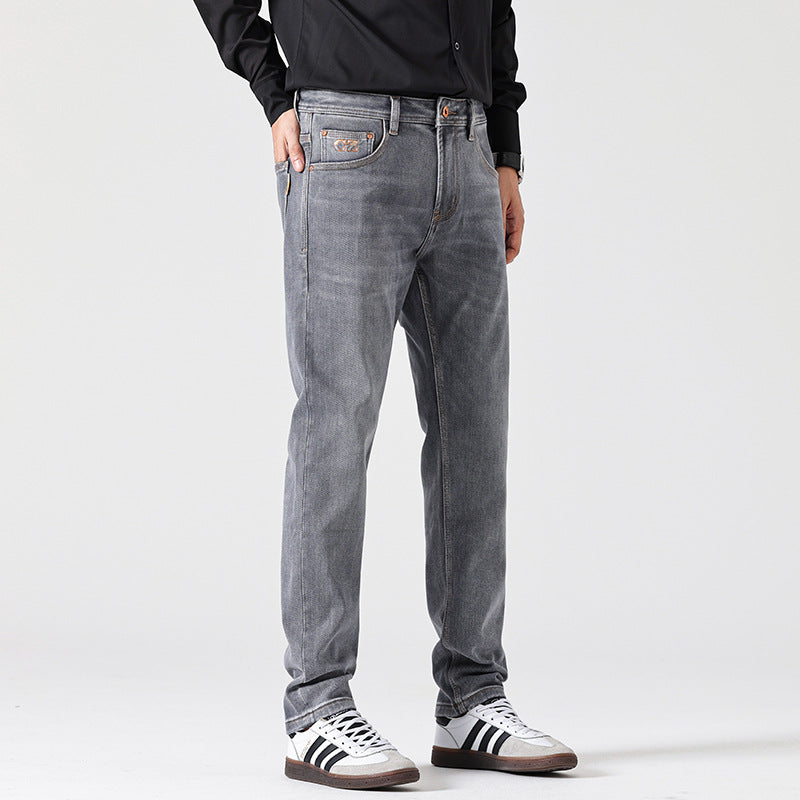 Classic Light Luxury Fit Slimming Retro Jeans Gray
