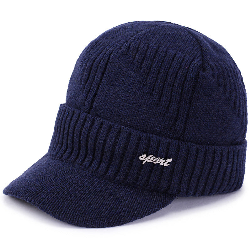 Men's Thick Woolen Knitted Pullover Cotton Hat