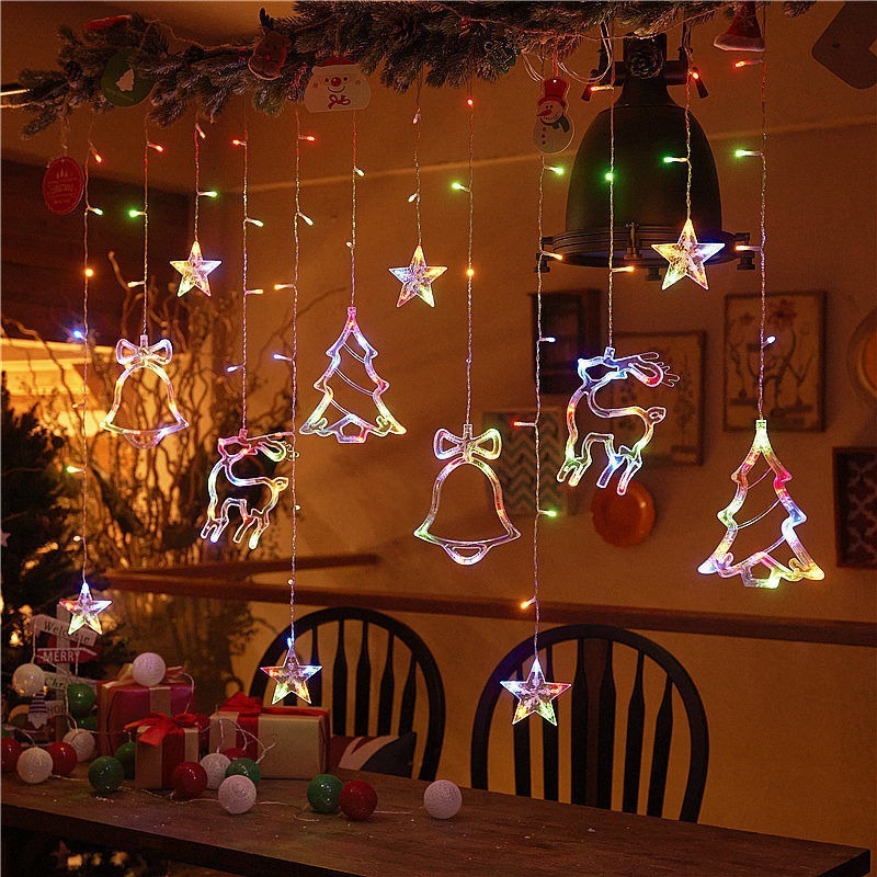 Christmas Decoration Led Color Light String Star Moon Curtain Light