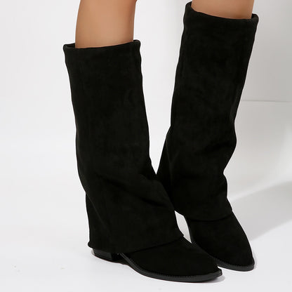Autumn And Winter New Large Size Thick Heel Non-slip Skinny Boots Women