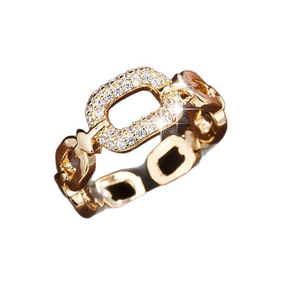 Chain Buckle Square Adjustable Ring For Women
