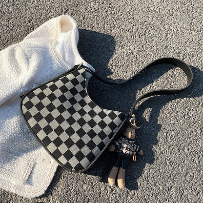 Checkered Print Personalized Daily Commuter Women's Bag