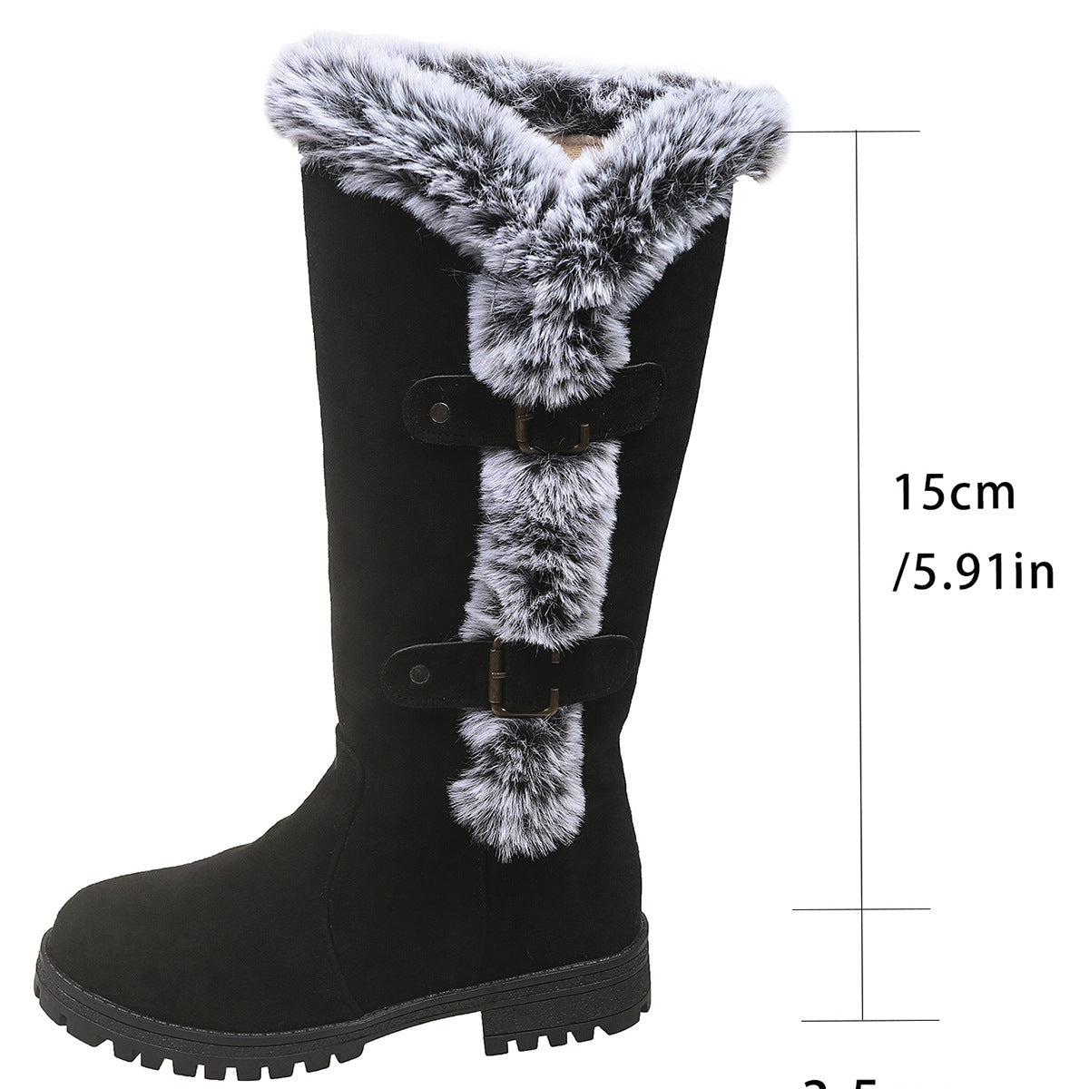 Women's Rabbit Fur Snow Boots - Winter Warmth