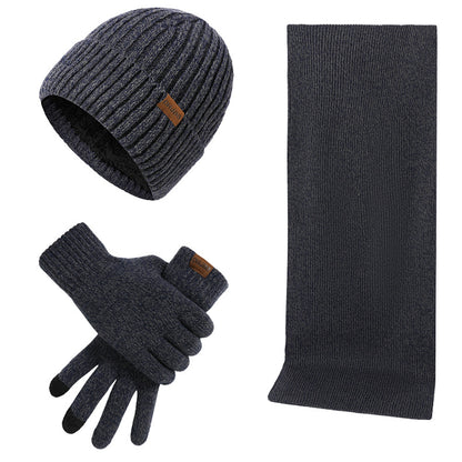 Thermal Knitting Hat Scarf And Gloves Three-piece Set